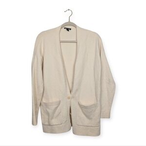 Eileen Fisher Ivory Organic Cotton Blend Open Front Relaxed Cardigan Size XS